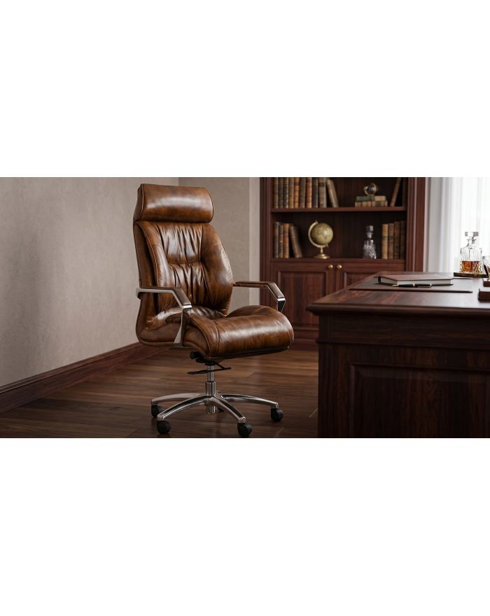Fauteuil de direction en cuir pleine fleur Glacier Peak - cuir marron - 1