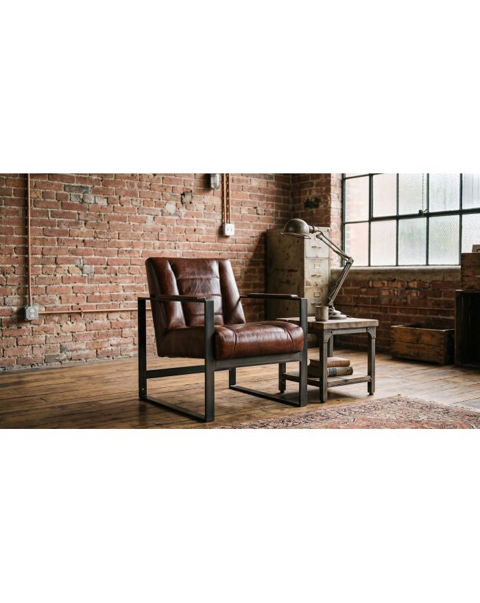Fauteuil industriel cuir marron Minnesota