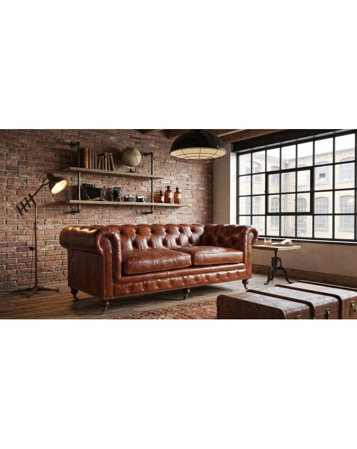 Canapé chesterfield cuir pleine fleur Norwich