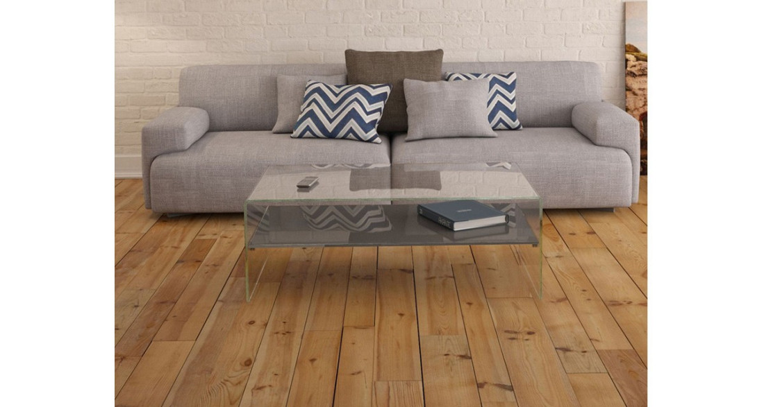 Table basse design contemporain à double plateau en verre Eleonore