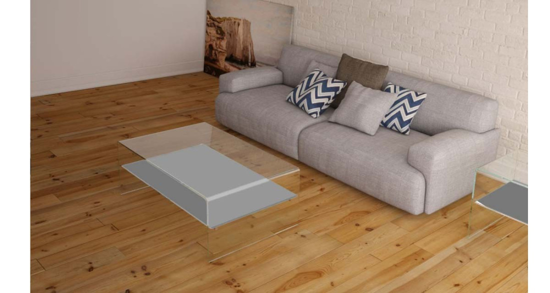 Table basse design contemporain à double plateau en verre Eleonore