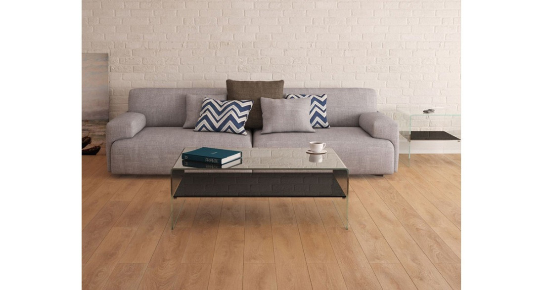 Table basse design contemporain à double plateau en verre Eleonore