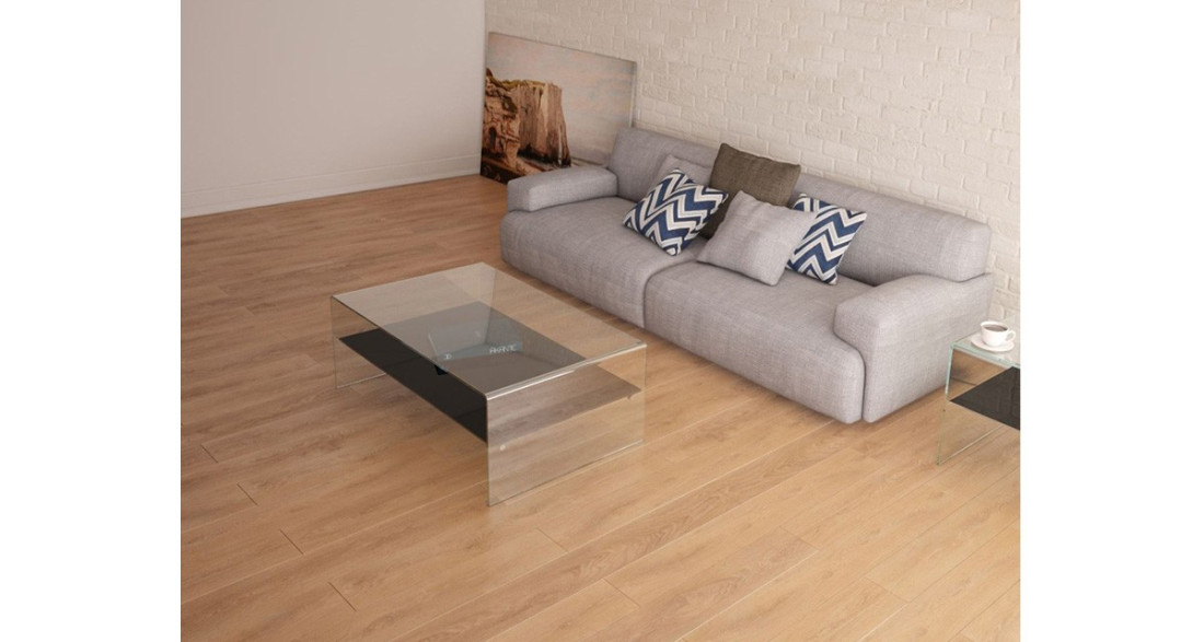 Table basse design contemporain à double plateau en verre Eleonore