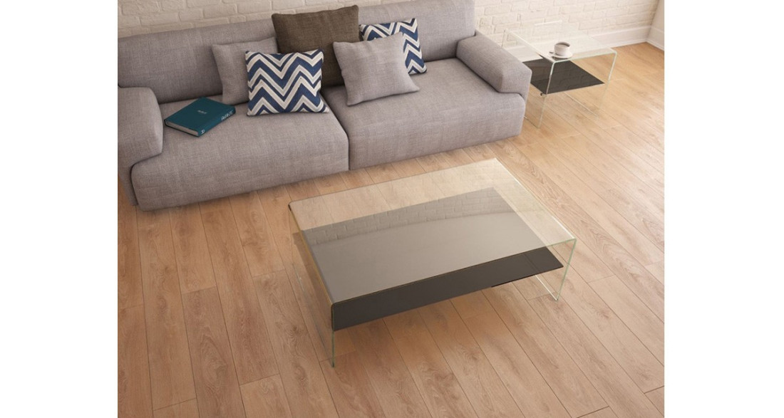 Table basse design contemporain à double plateau en verre Eleonore