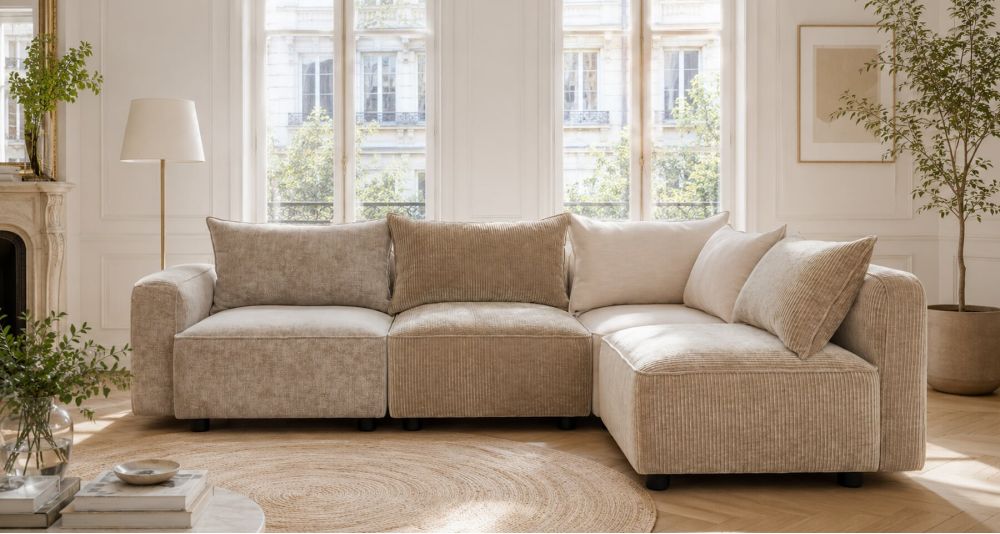 Chauffeuse d’angle Elena Home Spirit modulable haut de gamme