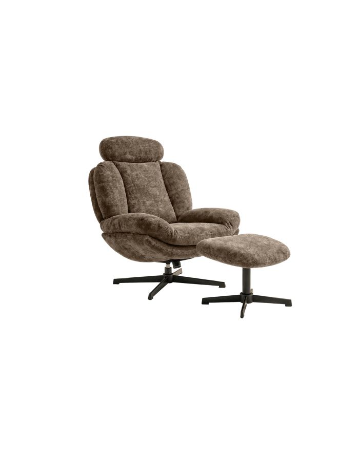 Fauteuil avec repose pieds Davis - Beige - 1