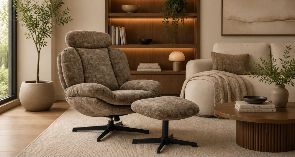 Fauteuil pivotant avec repose-pieds Davis