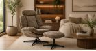 Fauteuil avec repose pieds Davis - Beige - 2