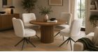 Lot de 2 chaises pivotantes en tissu Munich - Blanc cassé - sans accoudoirs - 4