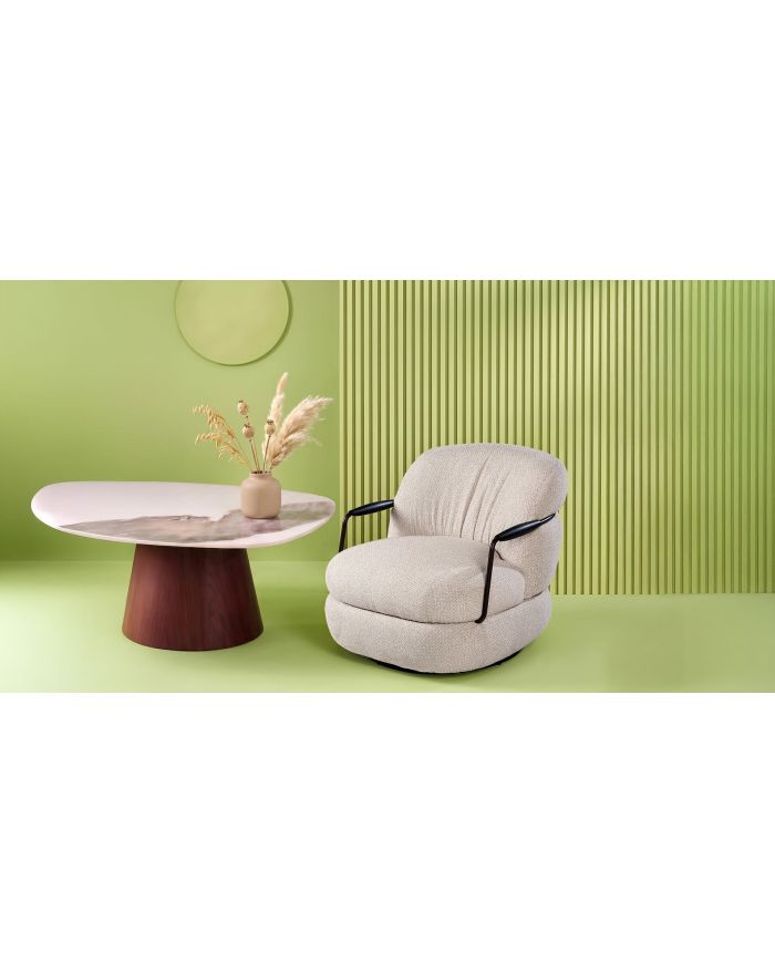 Fauteuil en tissu pivotant Michel - 1