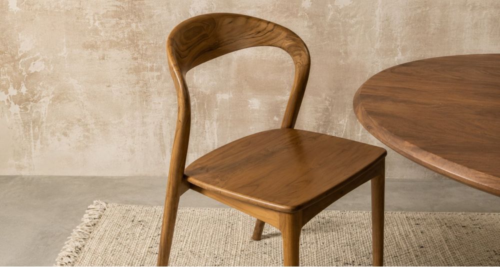 Lot de 4 chaises contemporaines en teck Miley