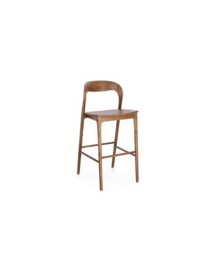 Lot de 2 chaises de bar en teck Miley - Naturel - 1