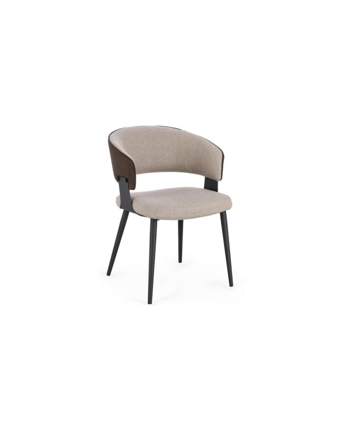 Lot de 2 chaises bi-matière Romy - Marron - 1