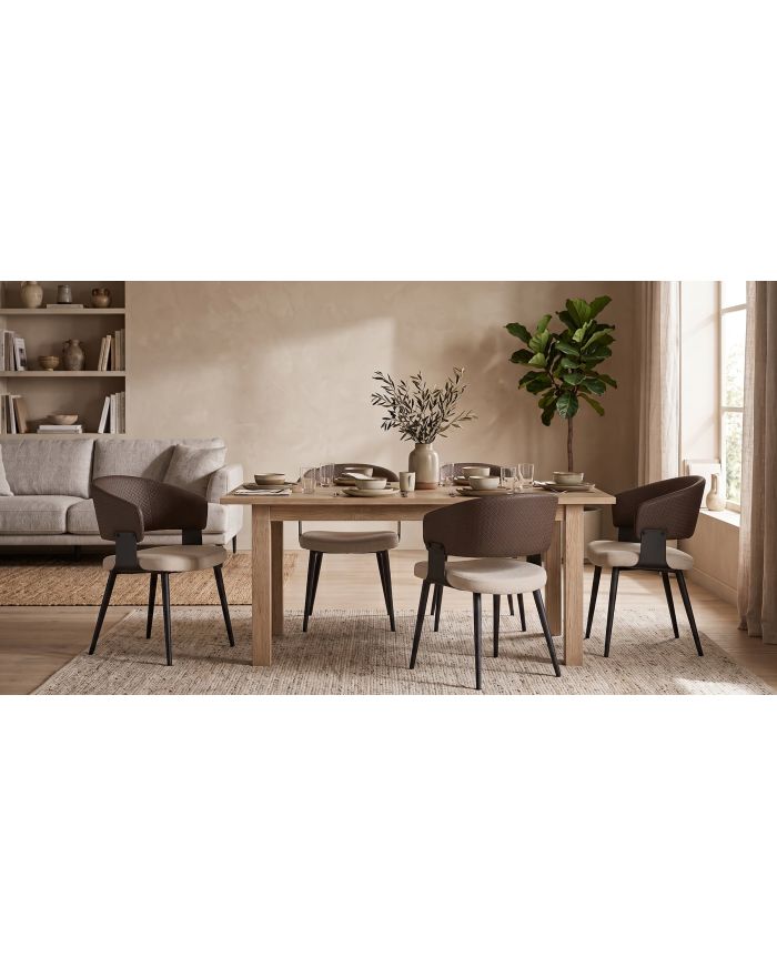 Lot de 2 chaises bi-matière Romy - Marron - 1