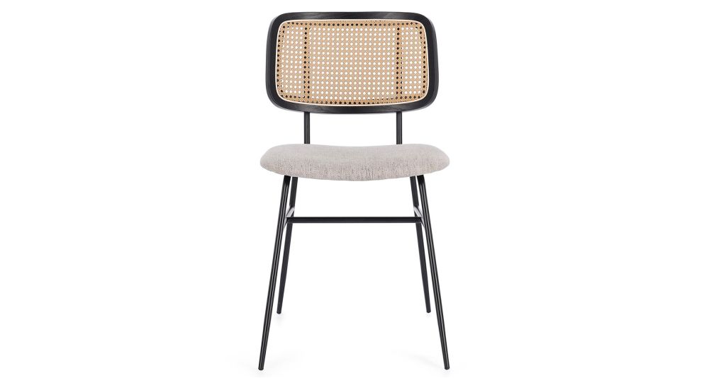 Lot 4 chaises en cannage et tissu Glenna