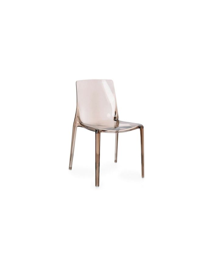 Lot de 4 chaises transparente Adèle - Café - 1