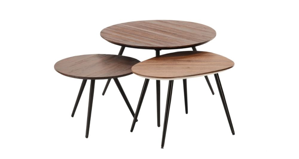 Lot de 3 tables basses gigognes en bois Simone