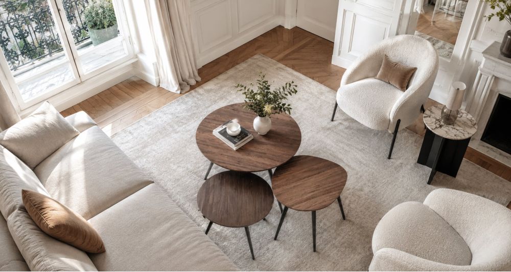 Lot de 3 tables basses gigognes en bois Simone