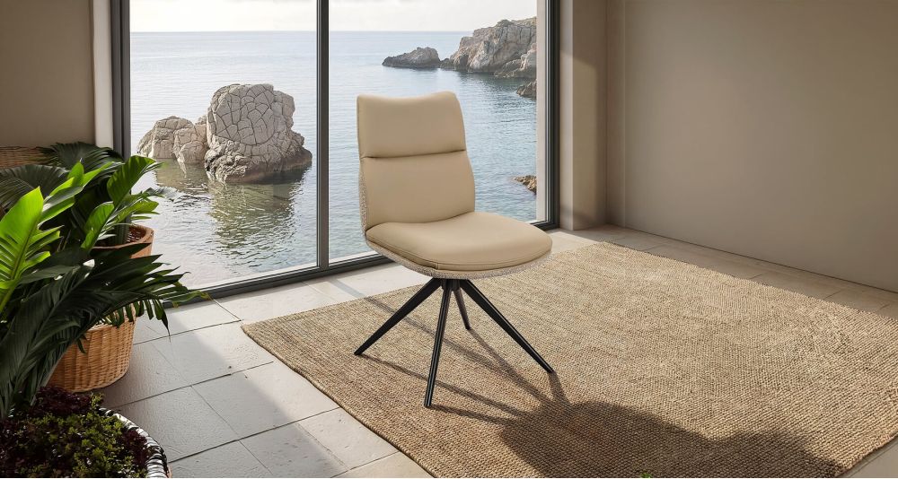 Lot de 2 chaises de repas en cuir Eva