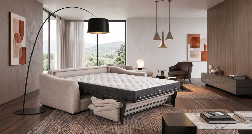 Canapé convertible dossier haut matelassé Dolce