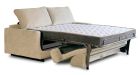 Canapé convertible dossier relevable Giuliano - Tissu Beige -  Fond Blanc - Déplier- 1