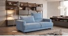 Canapé convertible dossier relevable Giuliano - Tissu Bleu -  Ambiance - De côté - 1