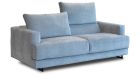 Canapé convertible dossier relevable Giuliano - Tissu Bleu - Fond blanc - De côté - 1
