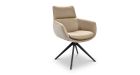 Lot de 2 fauteuils de repas en cuir Eva - beige - vue de face