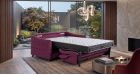 Canapé convertible Rapido compact dossier haut Umberto - Tissu Violet - Déplier - Ambiance - 1 