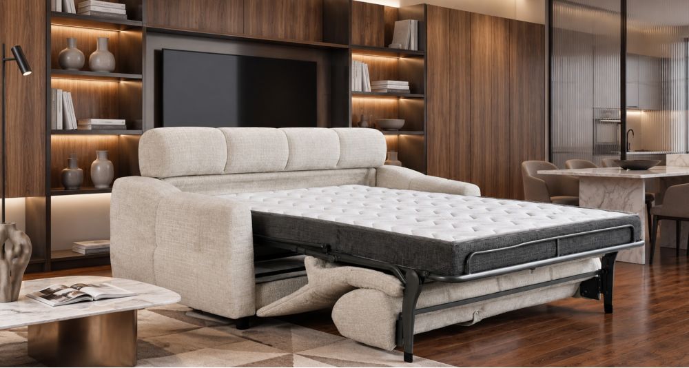 Canapé convertible Rapido matelassé à gros carreaux Lorenzo