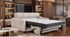 Canapé convertible Rapido matelassé à gros carreaux Lorenzo - Tissu Blanc - Ambiance - Déplier - 1