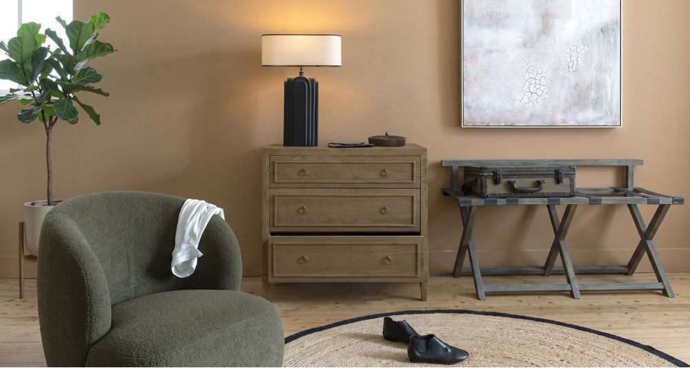 Commode Arianne à 3 tiroirs, finition blanc ivoire – Blanc d’Ivoire