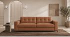 Canapé convertible cuir capitonné Rapido Lucca - Cuir terracotta - Ambiance - De face - 1