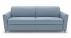 Canapé convertible cuir avec têtières réglables Amalfi - Tissu cuir bleu - De face - 2