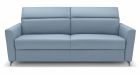 Canapé convertible cuir avec têtières réglables Amalfi - Tissu cuir bleu - De face - 3
