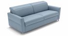 Canapé convertible cuir avec têtières réglables Amalfi - Tissu cuir bleu - De côté - 1