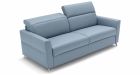 Canapé convertible cuir avec têtières réglables Amalfi - Tissu cuir bleu - De côté - 2