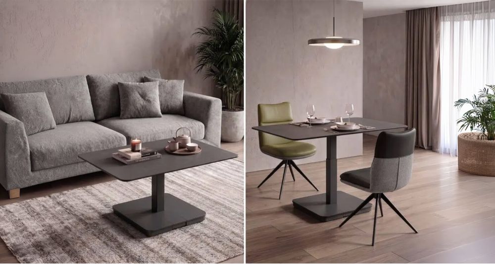 Table basse relevable en céramique avec roulettes Sicile