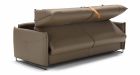 Canapé convertible cuir dossier capitonné Salerno - Tissu cuir marron - Déplié - 2