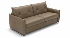 Canapé convertible cuir dossier capitonné Salerno - Tissu cuir marron - De côté - 1