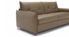Canapé convertible cuir dossier capitonné Salerno - Tissu cuir marron - De côté - 2