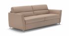 Canapé convertible cuir assise profonde avec cale-reins Fiorano - Tissu cuir marron - vue de côté - 4