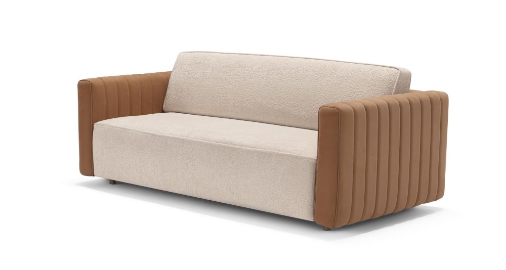 Canapé convertible cuir et tissu bicolore Levante