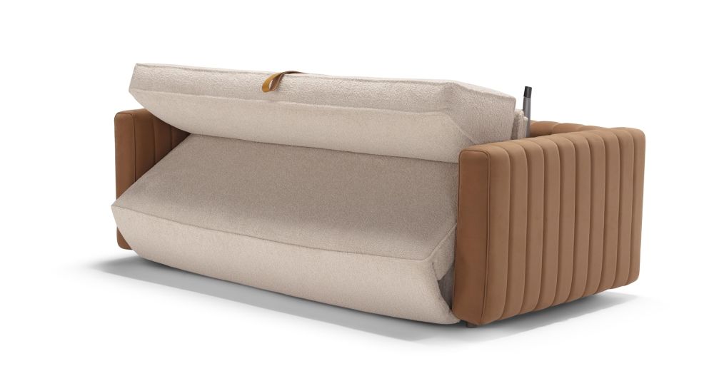 Canapé convertible cuir et tissu bicolore Levante