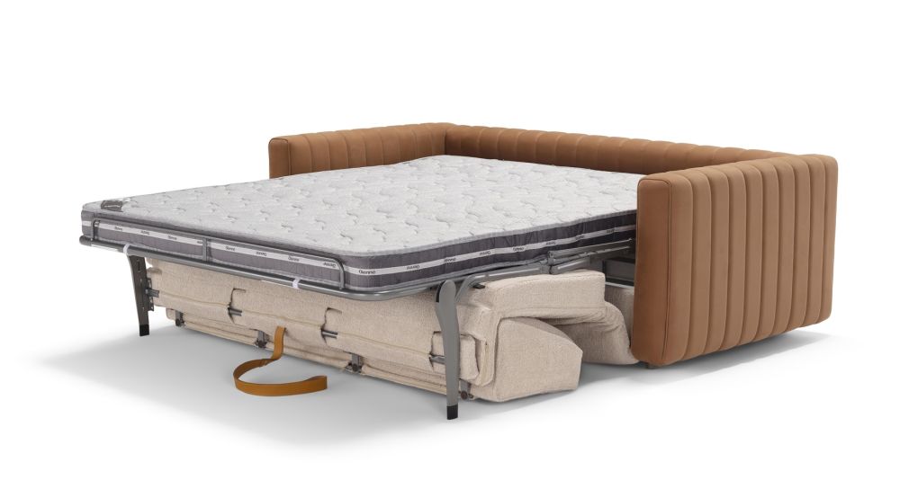 Canapé convertible cuir et tissu bicolore Levante