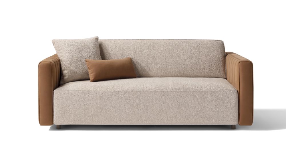 Canapé convertible cuir et tissu bicolore Levante