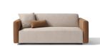Canapé convertible cuir et tissu bicolore Levante - vue de face - 1