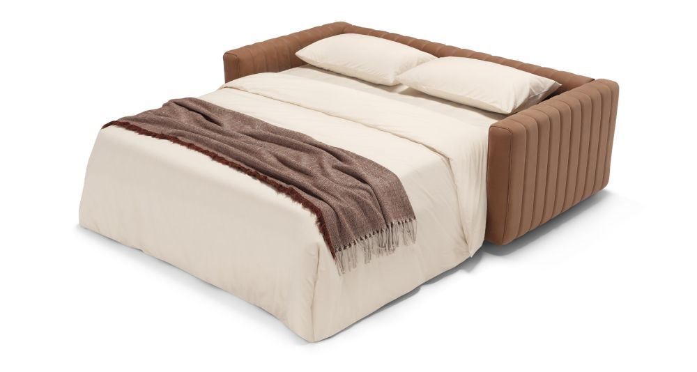Canapé convertible cuir et tissu bicolore Levante