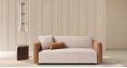 Canapé convertible cuir et tissu bicolore Levante - vue de face - Ambiance