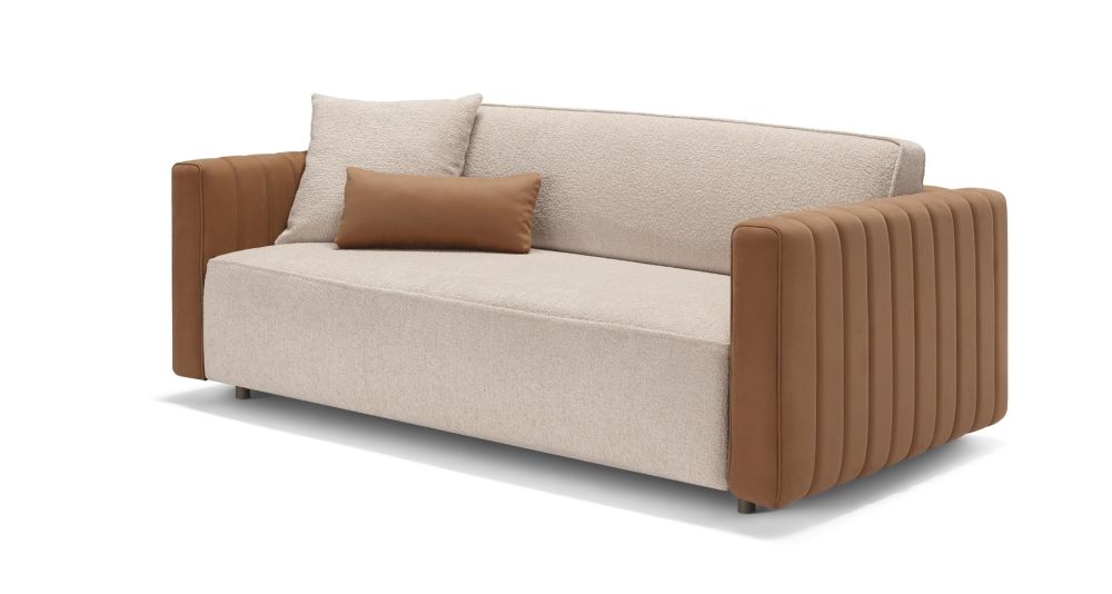 Canapé convertible cuir et tissu bicolore Levante
